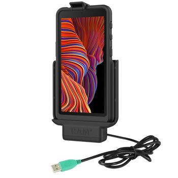 RAM-HOL-SAM79PU:RAM-SKIN-SAM79PU_1:RAM EZ-Roll'r™ Powered Dock for Samsung XCover 5 with RAM Skin™
