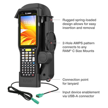 RAM-HOL-ZE33PDU:RAM-HOL-ZE33PDU_5:RAM Powered Dock + Single USB-A for Zebra MC3300 & MC3400