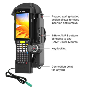 RAM-HOL-ZE33PLU:RAM-HOL-ZE33PLU_5:RAM Locking Powered Dock for Zebra MC3300 & MC3400