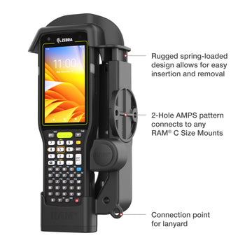 RAM-HOL-ZE33U:RAM-HOL-ZE33U_5:RAM Spring Loaded Holder for Zebra MC3300 & MC3400