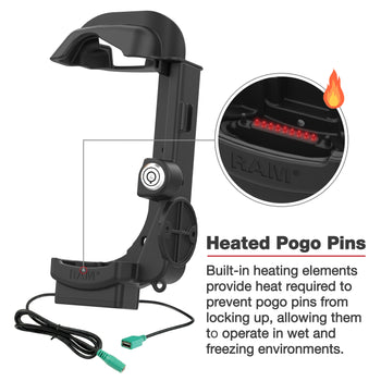 RAM-HOL-ZE32PDHLU:RAM-HOL-ZE32PDHLU_4:RAM Locking Powered Dock + USB-A for Zebra MC9400/9300 - Heated Pins