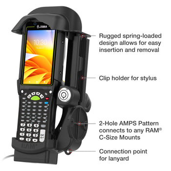 RAM-HOL-ZE32PHLU:RAM-HOL-ZE32PHLU_5:RAM Locking Powered Dock for Zebra MC9400 & MC9300 - Heated Pins
