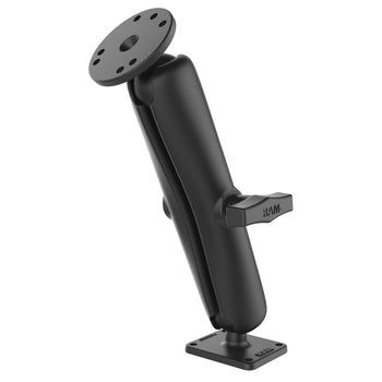 RAM-101U-D-DEN1:RAM-101U-D-DEN1_1:RAM Double Ball Mount with Round & Rectangular Plates - Long