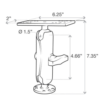 RAM-111U:RAM-111U_6:RAM Drill-Down Marine Electronic Mount