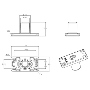 RAM-114FMU:RAM-114FMU_3:RAM ROD Flush Spline Post Base