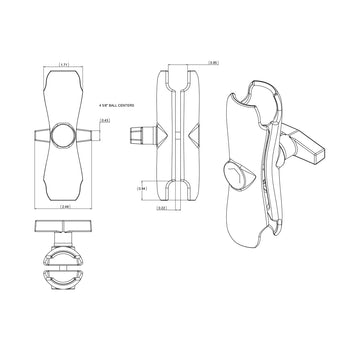 RAM-201U:RAM-201U_3:RAM Double Socket Arm - C Size Medium