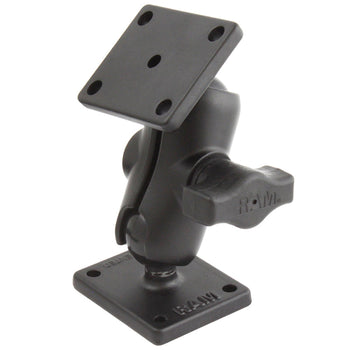 RAM-B-141U-A:RAM-B-141U-A_1:RAM Drill-Down Double Ball Mount with Rectangle AMPS Plates - Short