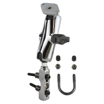 RAM-B-174CHU:RAM-B-174CHU_1:RAM Chrome Motorcycle Brake/Clutch Reservoir Mount with Diamond Plate