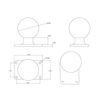 RAM-D-202U-23:RAM-D-202U-23_2:RAM Ball Base with 1.5" x 2.5" 4-Hole Pattern - D Size