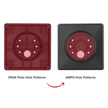 RAP-DOCK-D10VU:RAP-DOCK-D10VU_3:RAM 100mm & 75mm VESA to AMPS Hole Pattern Adapter Plate