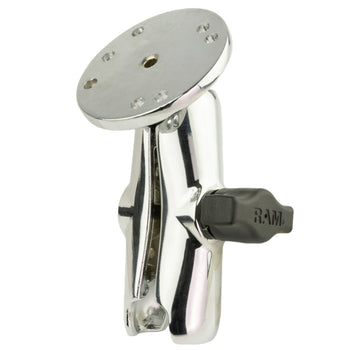 RAM-B-103CHU:RAM-B-103CHU_1:RAM Chrome Double Socket Arm with Round Plate - Medium Arm