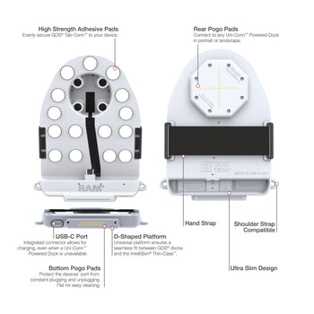 RAM-GDS-TABC-F1DB-GRY:RAM-GDS-TABC-F1DB-GRY_4:GDS Tab-Conn™ for Folio Style Cases (D Shape & Rear Pogo Pads) - Gray