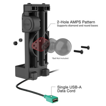 RAM-GDS-DOCK-V12-U1CPDHU:RAM-GDS-DOCK-V12-U1CPDHU_5:GDS Uni-Conn™ Spring Loaded Power + Single USB-A Dock - Heated Pins