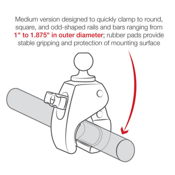 RAP-B-404-GOP1U:RAP-B-404-GOP1U_5:RAM Tough-Claw™ Medium Clamp Mount with Universal Action Camera Adapter