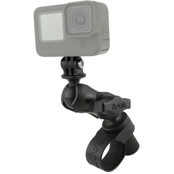 RAP-B-460-A-GOP1U:RAP-B-460-A-GOP1U_1:RAM Tough-Strap™ Double Ball Mount with Universal Action Camera Adapter