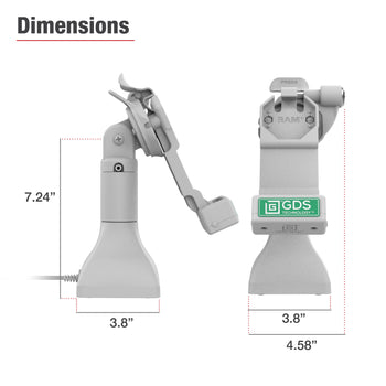 RAM-GDS-DOCKLR-D11-7-U1E-GRY:RAM-GDS-DOCKLR-D11-7-U1E-GRY_7:GDS Uni-Conn™ 7" Locking Pedestal Dock with PoE - Gray