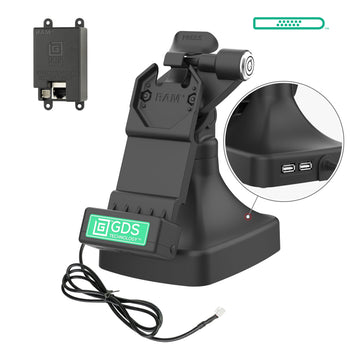 RAM-GDS-DOCKLR-D14-U1E-2A:RAM-GDS-DOCKLR-D14-U1E-2A_1:GDS Uni-Conn™ Locking Tilt & Swivel Dock with PoE + Data