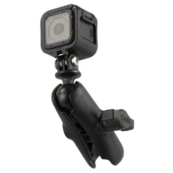 RAM-B-202-GOP1-201U:RAM-B-202-GOP1-201U_2:RAM Double Socket Arm with Universal Action Camera Adapter