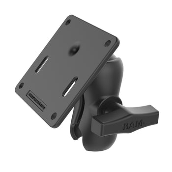 RAM-103U-B-2461:RAM-103U-B-2461_1:RAM Double Socket Arm with 75x75mm VESA Plate - C Size Short