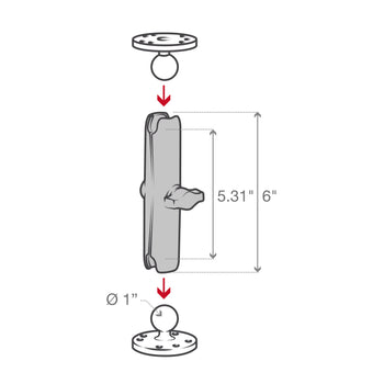 RAM-B-201U-C:RAM-B-201U-C_4:RAM Double Socket Arm - B Size Long