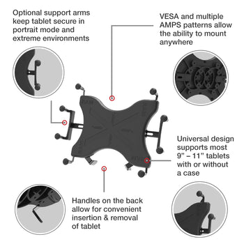 RAM-B-101-C-UN11U:RAM-B-101-C-UN11U_2:RAM X-Grip Drill-Down Double Ball Mount for 12"-13" Tablets