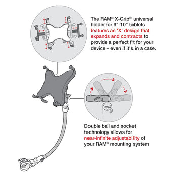 RAP-AAPR-WCT-114P-18-UN9U:RAP-AAPR-WCT-114P-18-UN9U_5:RAM Tablet Mount for Wheelchairs with Quick Release & Swivel Feature