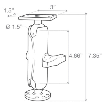 RAM-202-153-202U:RAM-202-153-202U_5:RAM Drill-Down Double Ball Mount for Humminbird Helix 5 - Medium