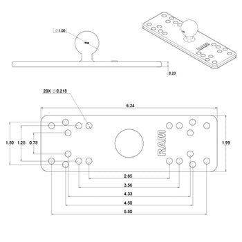 RAM-B-111U:RAM-B-111U_4:RAM Universal Marine Electronic Mount - B Size Medium