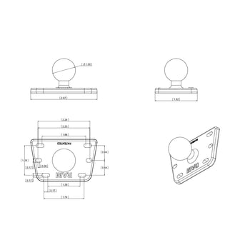 RAM-B-345U:RAM-B-345U_2:RAM Centered Reservoir Cover Ball Base