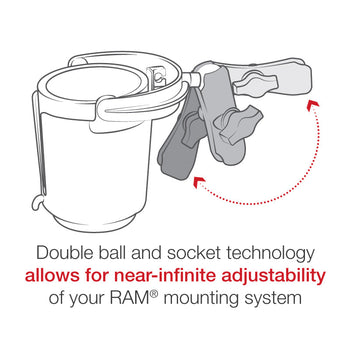 RAP-B-132B-201U:RAP-B-132B-201U_4:RAM Level Cup™ 16oz Drink Holder with Double Socket Arm