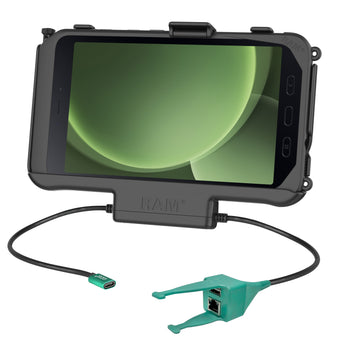 RAM-HOL-SAM60CP-RJ45AU:RAM-HOL-SAM60CP-RJ45AU_1:RAM USB-C Powered Dock + USB-A & RJ45 Data for Samsung Tab Active5 & 3