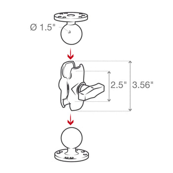RAM-201U-B:RAM-201U-B_6:RAM Double Socket Arm - C Size Short