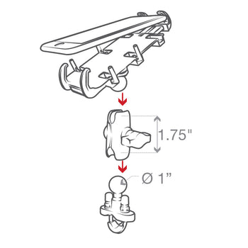 RAM-B-149Z-A-PD3U:RAM-B-149Z-A-PD3U_6:RAM Quick-Grip™ Phone Mount with Handlebar U-Bolt Base - Short