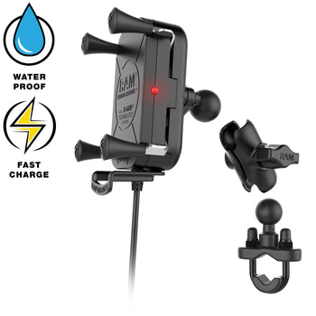 RAM-B-149Z-A-UN12W-V7M-1:RAM-B-149Z-A-UN12W-V7M-1_3:RAM Tough-Charge™ 15W Waterproof Wireless Charging Motorcycle Mount