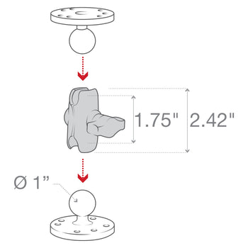 RAP-B-201U-A:RAP-B-201U-A_4:RAM Composite Double Socket Arm - B Size Short