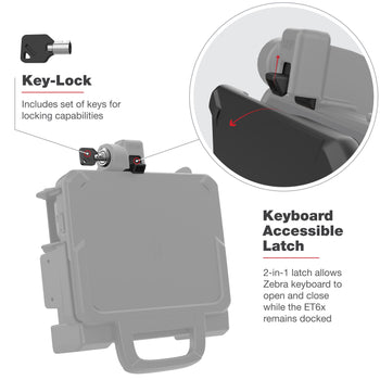 RAM-HOL-ZE25PD2HLU:RAM-HOL-ZE25PD2HLU_6:RAM Power + Dual USB Locking Dock for Zebra ET6x - Heated Pins