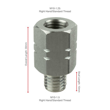 RAM-M10125-M1015:RAM-M10125-M1015_2:RAM Female M10-1.25 to Male M10-1.5 Thread Adapter - 20mm Long