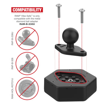 RAP-462NPT:RAP-462NPT_5:RAM Vibe-Safe™ with NPT Adapter for 2-Hole Holders