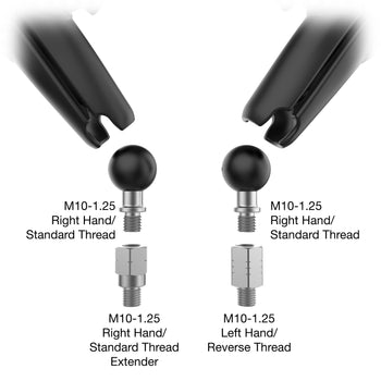 RAM-B-349-RTA-C-465RL:RAM-B-349-RTA-C-465RL_2:RAM Tough-Mirror™ Kit with M10-1.25 Bases + Reverse Adapter - Long Arm