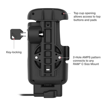 RAM-HOL-ZE24L-CU:RAM-HOL-ZE24L-CU_5:RAM Locking Form-Fit Powered Dock for Zebra TC22 & TC27 with Boot
