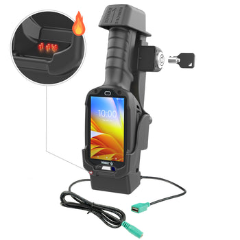 RAM-HOL-ZE26PDHLU:RAM-HOL-ZE26PDHLU_1:RAM Locking Powered Dock + Single USB-A for Zebra TC8300 - Heated Pins