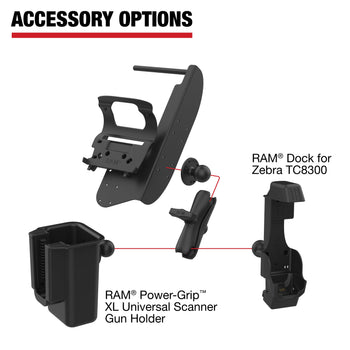 RAM-PM1-ZE31U:RAM-PM1-ZE31U_6:RAM Printer Mount with Paper Feed for Zebra ZQ630 Series
