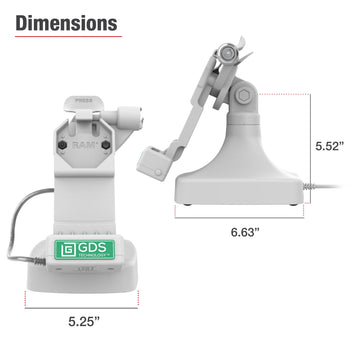 RAM-GDS-DOCKLR-D14-U1E-2A-GRY:RAM-GDS-DOCKLR-D14-U1E-2A-GRY_8:GDS Uni-Conn™ Locking Tilt & Swivel Dock with PoE + Data - Gray