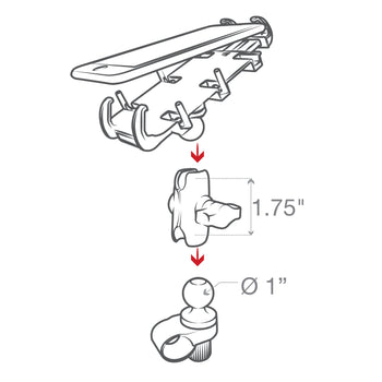 RAP-B-460-A-PD3U:RAP-B-460-A-PD3U_6:RAM Quick-Grip™ Phone Mount with RAM Tough-Strap™ Handlebar Base
