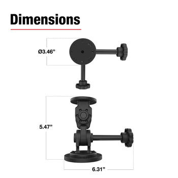 RAP-101-PV4-2P-MAG88U:RAP-101-PV4-2P-MAG88U_3:RAM Dual 90-Degree Pivot Magnetic Mount with Knob