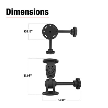 RAP-101-PV4-2PU:RAP-101-PV4-2PU_3:RAM Dual 90-Degree Pivot Mount with Knob