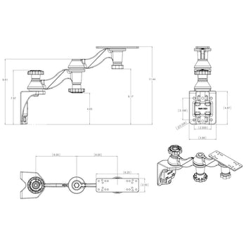 RAM-109V-1:RAM-109V-1_3:RAM Vertical 12" Swing Arm Mount for Fishfinders & Plotters