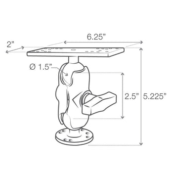 RAM-111U-B:RAM-111U-B_4:RAM Universal Marine Electronic Mount - C Size Short