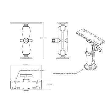 RAM-111U:RAM-111U_3:RAM Drill-Down Marine Electronic Mount
