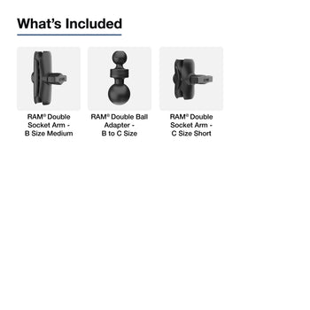RAM-201-B-BC-201U:RAM-201-B-BC-201U_3:RAM 9" Long C Size to B Size Double Socket Arm Extension